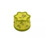 ADQ74774002 vacuum filter with bright yellow star-shaped top and green border featuring water faucet illustrations on sides