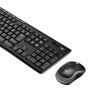 Logitech 920004536 wireless keyboard and mouse combo featuring black keyboard with full layout and compact black mouse with silver trim