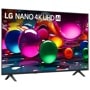 55-Inch LG NANO 4K UHD AI TV 55NU700BPUA displaying vibrant colorful spheres on screen with stand