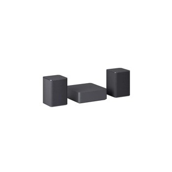 LG SPQ8S Soundbar with rear speakers left side angle view