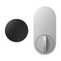TMCDD15S smart door lock with circular black touchscreen keypad and silver deadbolt with manual turn dial