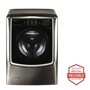 Front view of the LG SIGNATURE 5.8 cu. ft. Large Smart wi-fi Enabled Front Load Washer - WM9500HKA. Includes a graphic logo that says, Brought to you by America’s Most Reliable Line of Appliances.
