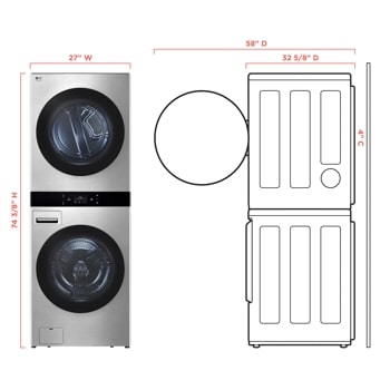 LG STUDIO WashTower™ Smart Front Load 5.0 cu. ft. Washer and 7.4 cu. ft. Gas Dryer with Center Control®
