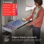 LG LF29N8330S French Door Refrigerator Full-Convert Drawer infographic showing 5 temperature settings and person placing juice box in drawer
