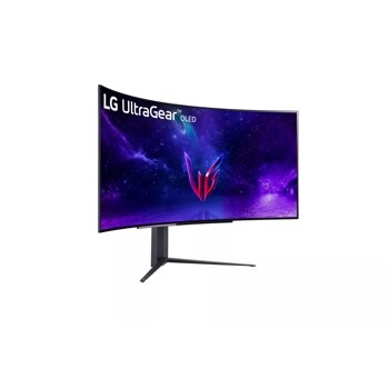 LG 45GR95QE 45 inch OLED Curved Gaming Monitor left side angle view