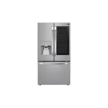 lg studio 24 cu. ft door-in-door counter-depth refrigerator front view wth tinted glass panel
