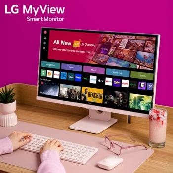 27" Full HD IPS MyView Smart Monitor with webOS Desktop Setup Including Wireless Keyboard and Mouse