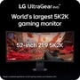 LG 52G930B-B 52-Inch UltraGear evo 5K2K gaming monitor displaying gameplay with 5120x2160 resolution - Front View