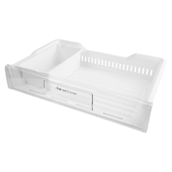 LG AJP73334611 refrigerator pull-out drawer with ventilation slots and clear plastic construction1