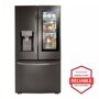 Front view of the 24 cu. ft. Smart wi-fi Enabled InstaView™ Door-in-Door® Counter-Depth Refrigerator with Craft Ice™ Maker - LRFVC2406D. Includes a graphic logo that says, Brought to you by America’s Most Reliable Line of Appliances.