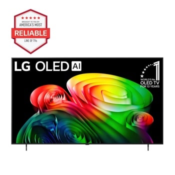77-Inch LG OLED AI 4K OLED TV OLED77B6AUA with Americas Most Reliable Line of TVs and Worlds No. 1 OLED TV for 13 Years badges - Front View1