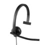 Logitech 981000570 mono headset with adjustable microphone boom and padded earpiece for computer use - Side View