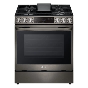 LG LSDL6336D Range with gas cooktop, center griddle, and digital control panel - Front View1