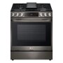 LG LSDL6336D Range with gas cooktop, center griddle, and digital control panel - Front View