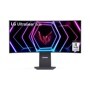 LG 39GS95QE-B 39-Inch UltraGear OLED Gaming Monitor with curved display showing gaming graphics and #1 OLED Gaming Monitor Brand badge - Front View
