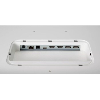 Front view of the 32 Inch LG MyView (32SR70U-W) Whtie Smart Monitor's two HDMI ports, two USB-A ports, and one USB Type-C port