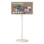 LG StanbyME 2 32LX6BWGA portable smart display with floor stand showing home screen interface with streaming apps