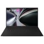 LG 15Z90U-H.AU87U1 Laptop open front view with display on showing abstract wallpaper and full keyboard