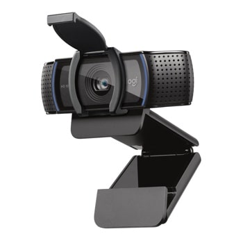 Logitech HD 1080p webcam 960001257 with privacy shutter and adjustable mounting clip - Side Angle