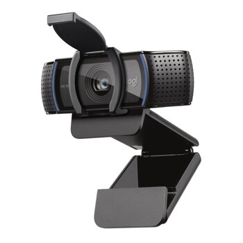 Logitech HD 1080p webcam 960001257 with privacy shutter and adjustable mounting clip - Side Angle