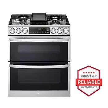 6.9 cu. ft. Smart InstaView® Gas Double Oven Slide-in Range with ProBake® Convection, Air Fry, and Air Sous Vide1