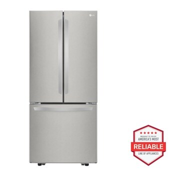 LG LFCS22520S_LRGL5821S_LDFN3432T French Door Refrigerator with America's Most Reliable Line of Appliances badge Front View