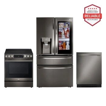 23 cu. ft. Smart InstaView™ Door-in-Door® Counter-Depth Refrigerator with Exterior Water DIspenser and Craft Ice™ with Slide-in Electric Range and FlushFit™ Top Control Dishwasher Kitchen Package in Black Stainless Steel
LRMVC2306D_LSEL6335ZE_LDNTM545D1