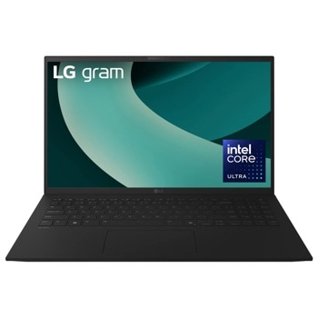 LG Gram 15Z90T-H.ADB6U1 Laptop with Intel Core Ultra processor displaying teal gradient screen - Front View
