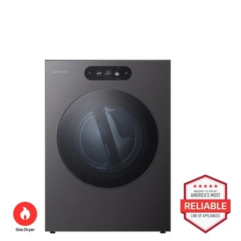 LG DLGX9901B SIGNATURE Gas Dryer with Americas Most Reliable Line of Appliances badge - Front View