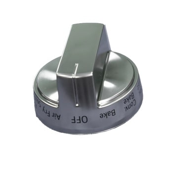 AEZ75994632 stainless steel oven control knob with OFF, Bake, Conv. Bake, and Air Fry settings - Close-Up1