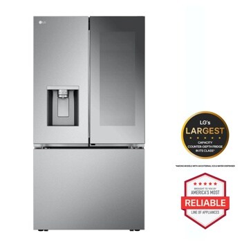26 cu. ft. Counter-Depth Instaview French Door Refrigerator with Freestanding Electric Range, Front Control Dishwasher and Microwave Kitchen Package in Stainless Steel  LRYKC2606S_LREN6325XE_MVEL2033F_LDFN4542S 
