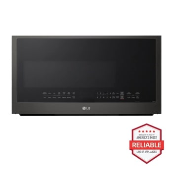LG MVEL2035Z Over-the-Range Microwave with digital control panel showing cooking presets and numeric keypad in black finish - Front View1