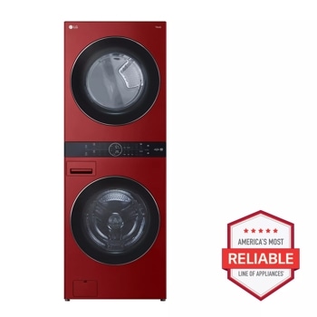 LG WKEX200HRA Red WashTower™ Single Unit Front Load Washer and Electric Dryer front view