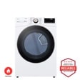 LG DLGX4001W Gas Dryer with ThinQ and Sensor Dry - Front View with Brought to You by Americas Most Reliable Line of Appliances badge