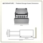 LG SIGNATURE WDP8P Pedestal Storage Drawer Dimensions 29 Inch W 13 3/5 Inch H 44 3/4 Inch D - Front and Side Views
