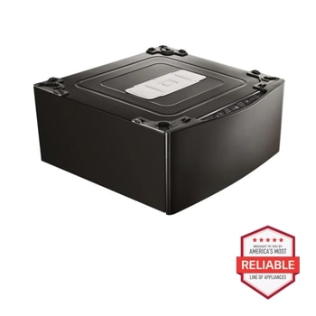 Front view of the LG SIGNATURE 1.0 cu. ft. LG SideKick™ Pedestal Washer, LG TWINWash™ Compatible - WD205CK. Includes a graphic logo that says, Brought to you by America's Most Reliable Line of Appliances.1