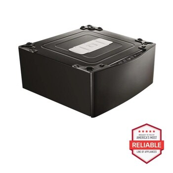Front view of the LG SIGNATURE 1.0 cu. ft. LG SideKick™ Pedestal Washer, LG TWINWash™ Compatible - WD205CK. Includes a graphic logo that says, Brought to you by America’s Most Reliable Line of Appliances.