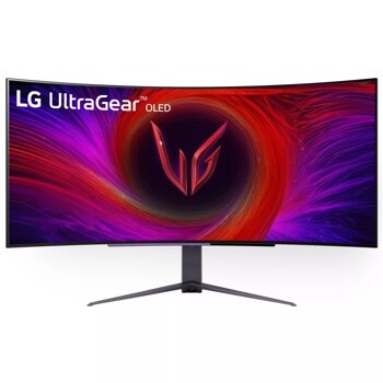 Front view of the 45 Inch LG UltraGear (45GS96QB-B) OLED curved gaming monitor with 240Hz refresh rate and 0.03ms (GtG) response time