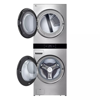 LG SWWE50N3 STUDIO WashTower™ Front Load Washer and Electric Dryer front view with doors open