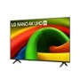 LG NANO 4K UHD AI TV 58NU700BPUD displaying vibrant colors on screen with stand - Side Angle