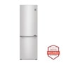 Front view of the 12 cu. ft. Bottom Freezer Counter-Depth Refrigerator - LRBCC1204S. Includes a graphic logo that says, Brought to you by America’s Most Reliable Line of Appliances.
