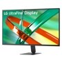 LG 32U701B-B UltraFine Monitor displaying vibrant abstract graphics with thin bezels and adjustable stand
