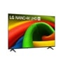 65-Inch LG NANO 4K UHD AI TV 65NU700BPUA displaying vibrant colorful fabric texture with green, red, yellow and blue tones - Side Angle