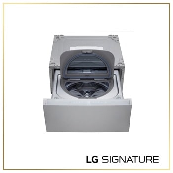 LG WD405CS Washer with door open showing drum interior and pedestal drawer1