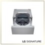 LG WD405CS Washer with door open showing drum interior and pedestal drawer