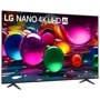 75-Inch LG NANO 4K UHD TV 75NU700BPUA displaying vibrant colorful spheres on screen - Side Angle