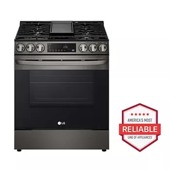 Lg double oven gas deals range black stainless