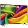 70-Inch LG NANO 4K UHD AI TV 70NU850BAUD displaying vibrant colorful fabric swirl pattern on screen - Side Angle