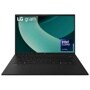 LG Gram 14Z90T-G.AAB2U1 Laptop with Intel Core Ultra processor, open display showing teal gradient wallpaper and black keyboard - Front View