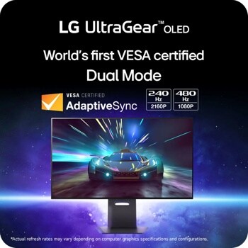32" UltraGear™ OLED Dual Mode 4K UHD 240Hz or FHD 480Hz 0.03ms G-Sync Compatible Gaming Monitor with Pixel Sound
